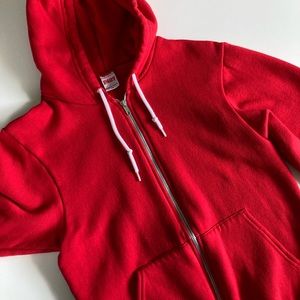 American Apparel Red Zip Up Hoodie Unisex Size XS - F497
